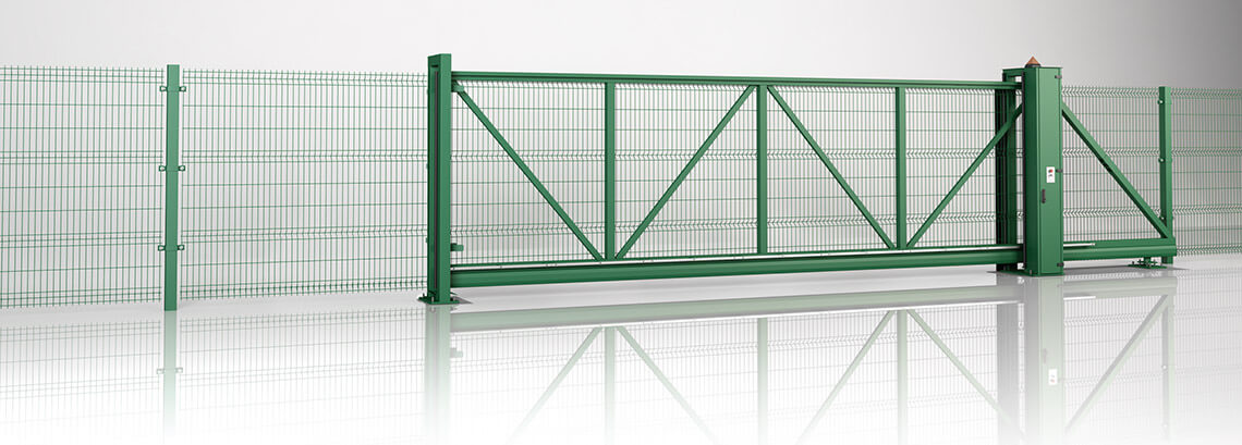 Ворота откатные для 3D сетки - фото с сайта АМК-Метиз